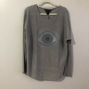 Rachel Zoe Gray Sweater With Eye Symbol size L